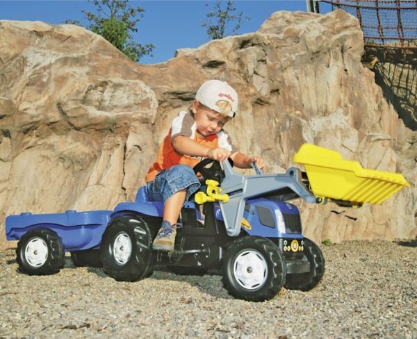 Rolly Toys rollyKid-X New Holland rollyKid Traktor z łyżką i przyczepką Niebieski - obrazek 2