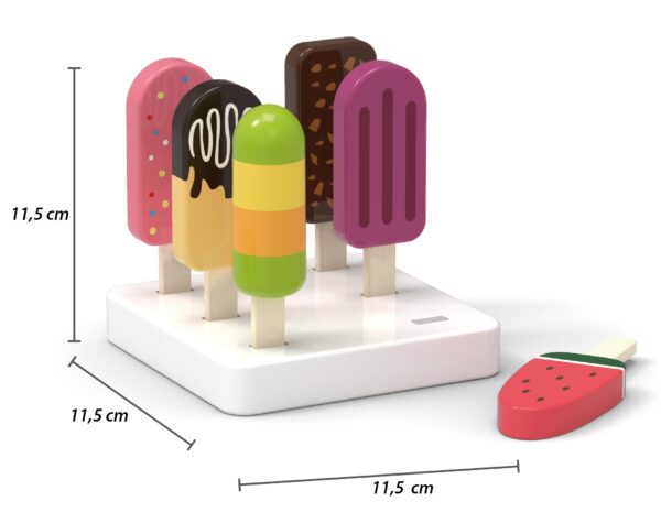 VIGA Zestaw Drewnianych Lodów na Patyku ze Stojakiem  6 szt. - obrazek 3