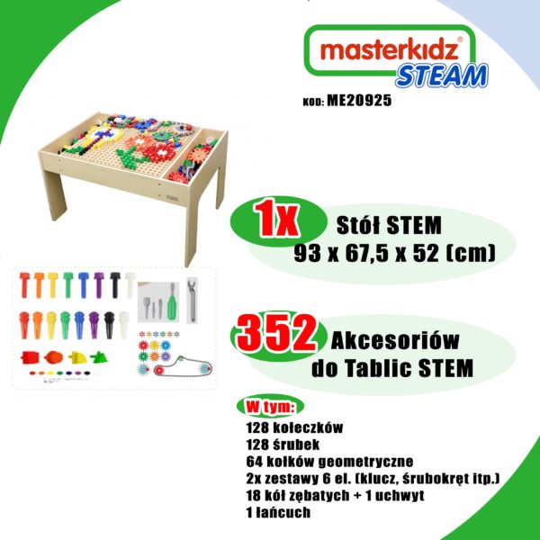 MASTERKIDZ Drewniany Stół Edukacyjny +AKCESORIA STEM WALL - obrazek 2