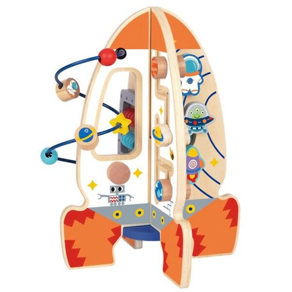 Tooky Toy Duża Drewniana Zabawka Edukacyjna Wielofunkcyjna Rakieta - obrazek 3