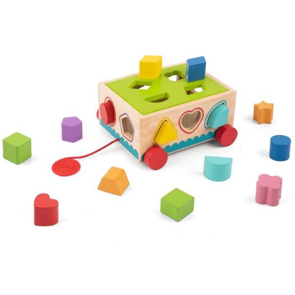 TOOKY TOY Drewniany Sorter Wózek Klocki 16 el. - obrazek 2