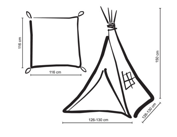 Namiot TIPI dla dzieci + mata + poduszki + zawieszki pióra - Chevron różowy - obrazek 2