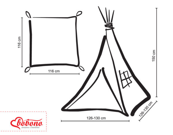 Dwustronna mata do tipi- mini-rozeta miętowa - obrazek 2