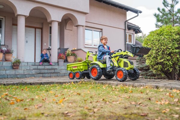 FALK Traktor CLAAS na Pedały z Przyczepą, Łyżką i Spychaczem od 3 Lat - obrazek 2