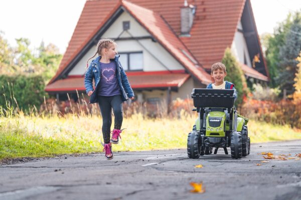 FALK Traktor CLAAS na Pedały z Przyczepą, Łyżką i Spychaczem od 3 Lat - obrazek 3