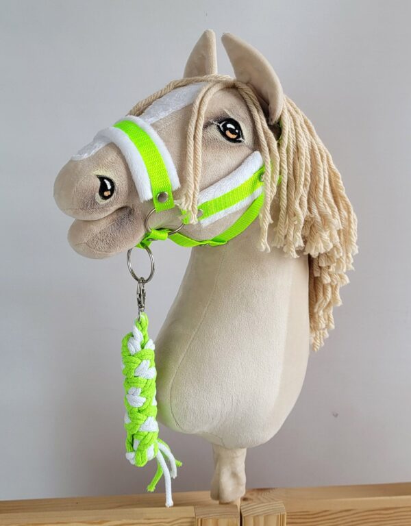 Uwiąz dla Hobby Horse ze sznurka – neon green/ biały - obrazek 2