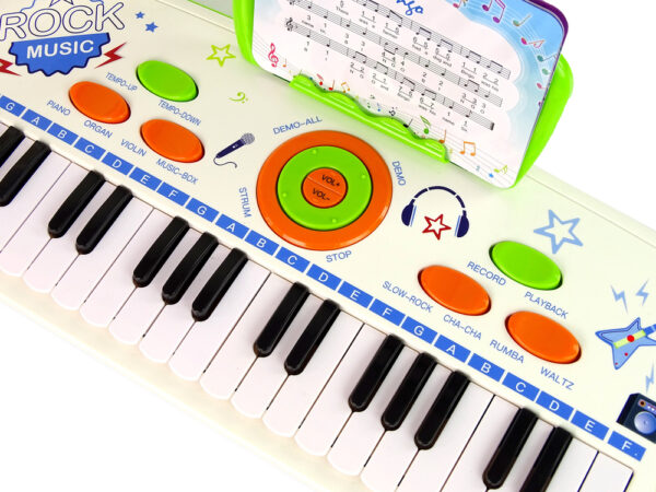 Elektryczne Pianino Keyboard Dla Dzieci Niebieski Nuty USB MP3 - obrazek 2