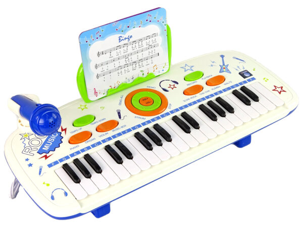 Elektryczne Pianino Keyboard Dla Dzieci Niebieski Nuty USB MP3 - obrazek 4