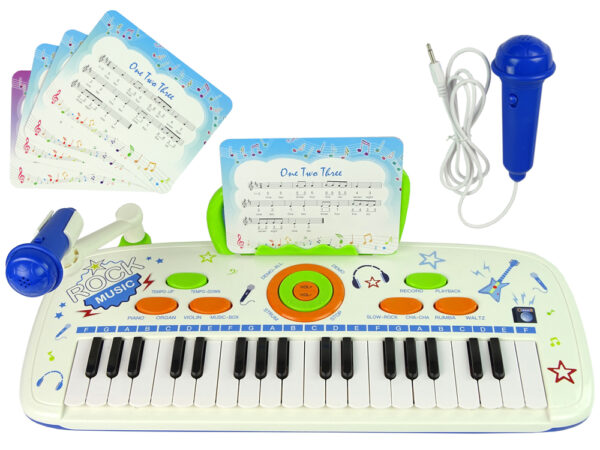 Elektryczne Pianino Keyboard Dla Dzieci Niebieskie Nuty USB - obrazek 3