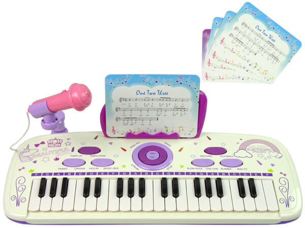 Elektryczne Pianino Keyboard Dla Dzieci Różowy Nuty USB - obrazek 3