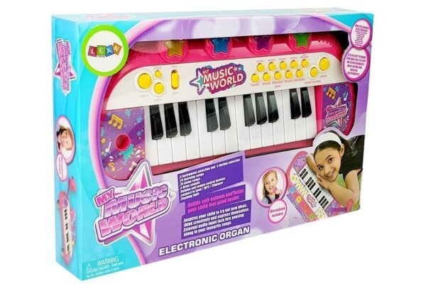 Keyboard Pianinko 24 Klawisze USB Mikrofon Różowy - obrazek 4