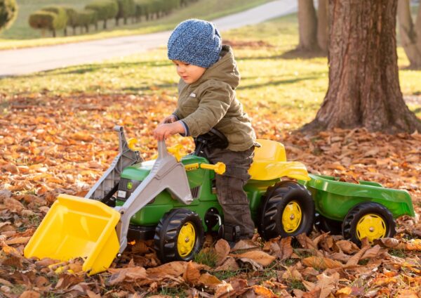 Rolly Toys RollyKid  John Deere Traktor na Pedały z Łyżką i Przyczepą - Zielony - obrazek 3