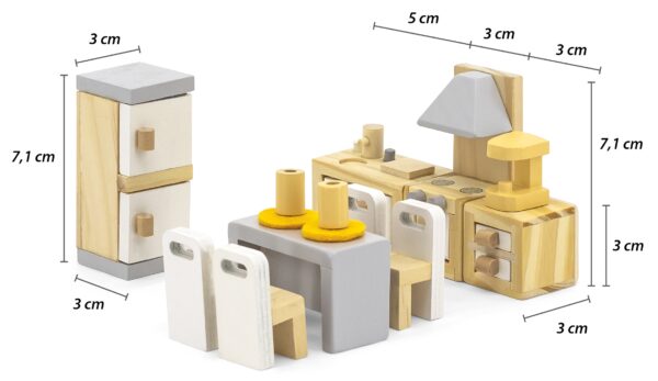 VIGA PolarB Zestaw Mebelków do Domku dla Lalek Kuchnia Jadalnia - obrazek 3