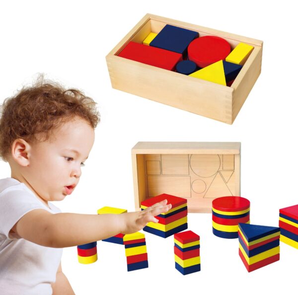 Drewniane Klocki Dienesa Figury geometryczne Viga Toys Montessori - obrazek 2