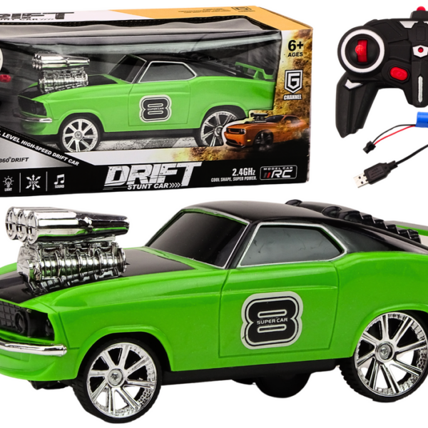 Autko Zdalnie Sterowane 1:18 Drift 360 Światła Dźwięki Zielony
