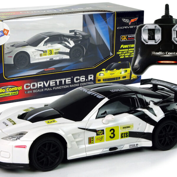 Auto Sportowe Wyścigowe R/C 1:24 Corvette C6.R Biały 2.4 G Światła