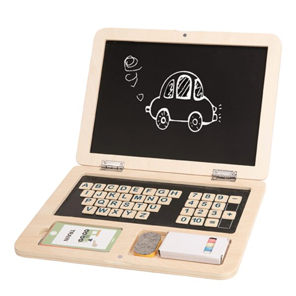 TOOKY TOY Drewniany Laptop Układanka Montessori Puzzle Nauka Literek Pisania Tablica Suchościeralna 58 el. - obrazek 3