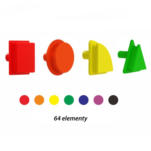 MASTERKIDZ Zestaw Kołeczki w kształcie figur geometrycznych 64szt do tablic STEM - obrazek 2