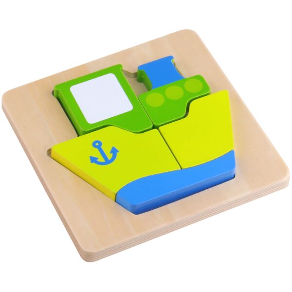 TOOKY TOY Puzzle Układanka Montessori Grube Klocki Statek 6 el. - obrazek 2