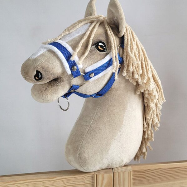Kantar regulowany dla konia Hobby Horse A3 niebieski z białym futerkiem