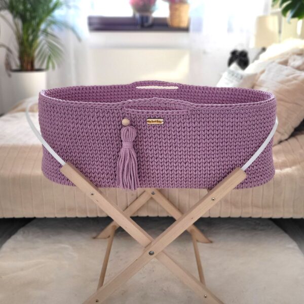 Kosz Mojżesza BOHO Handmade ze stojakiem - lawenda