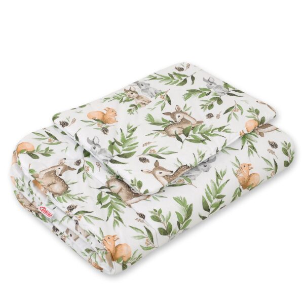 Komplet pościeli dla niemowląt z wypełnieniem 2-cz 75x100cm NEWBORN - woodland green