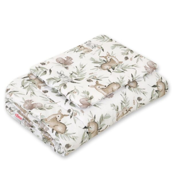 Komplet pościeli dla niemowląt z wypełnieniem 2-cz 75x100cm NEWBORN - woodland olive