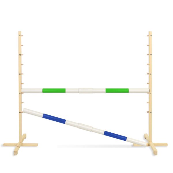Przeszkoda skokowa do Hobby Horse 160cm, h-120 cm, dwie belki zielona i niebieska
