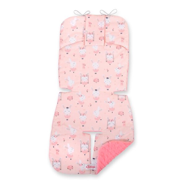 Wkładka do wózka BOBONO minky- króliczki baletnice różowe/pudrowy róż