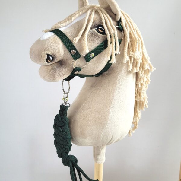 Zestaw do Hobby Horse: kantar A3 + uwiąz ze sznurka - butelkowa zieleń