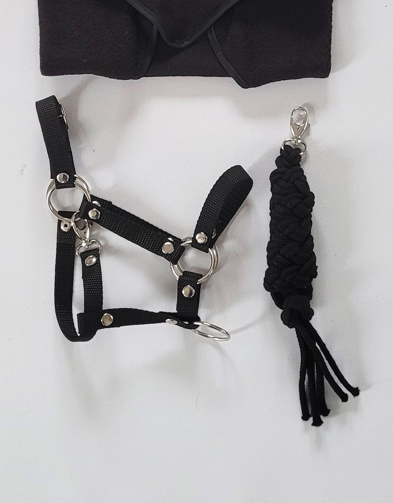 Zestaw do Hobby Horse: kantar A3 + uwiąz ze sznurka - czarny - obrazek 3