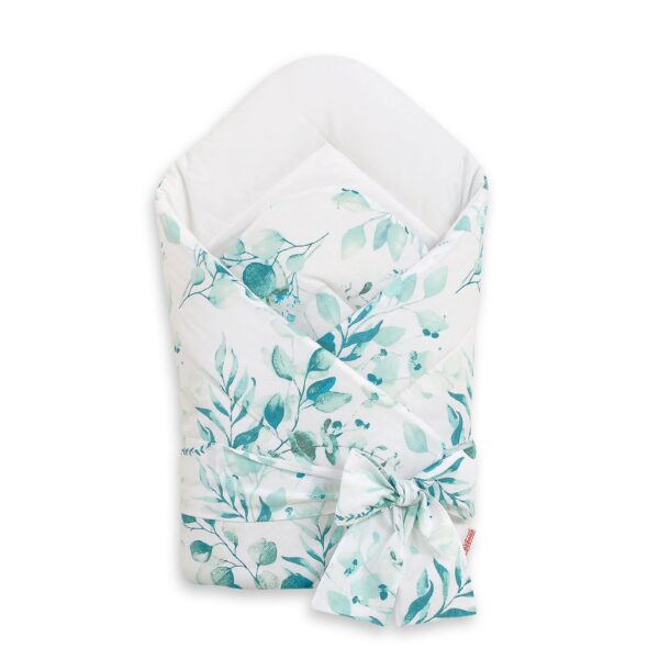 Dwustronny rożek dla niemowląt miękki z wiązaniem - eucaliptus mint