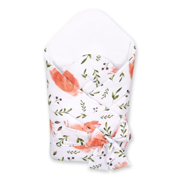 Rożek dla niemowląt z wiązaniem 2w1 usztywniany i miękki - wiewiórki białe