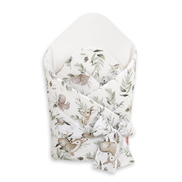 Rożek dla niemowląt z wiązaniem 2w1 usztywniany i miękki - woodland olive