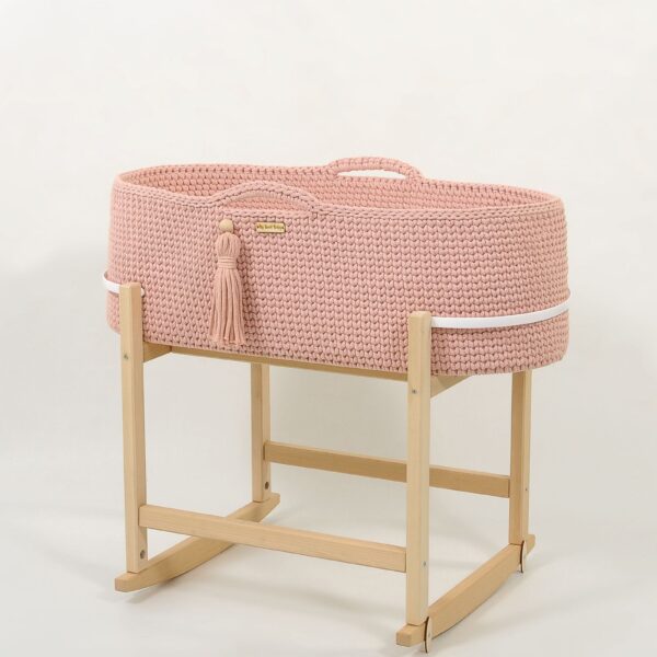 Kosz Mojżesza BOHO Handmade z kołyską - pastel pink