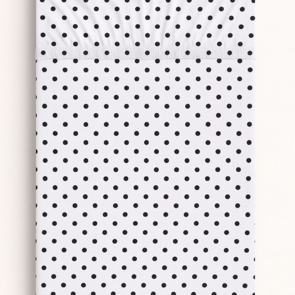 Prześcieradło bawełniane z gumką do łóżeczka 120x60 cm - grochy czarne