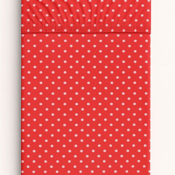 Prześcieradło bawełniane z gumką do łóżeczka 120x60 cm - groszki na czerwieni