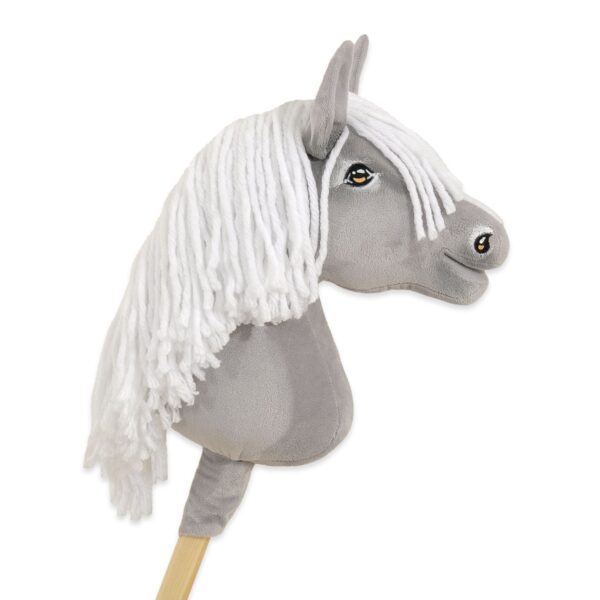 Hobby Horse Średni koń na kiju Premium siwy z białą grzywą A4