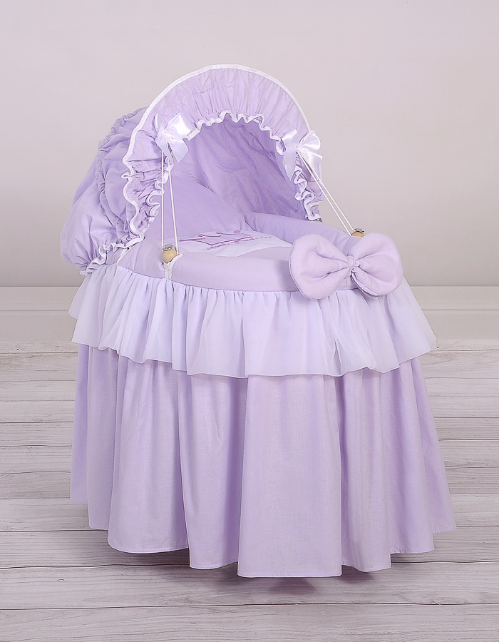 Wózek dla lalek Kosz Mojżesza dla lalek z budką LITTLE PRINCESS fioletowy - obrazek 2