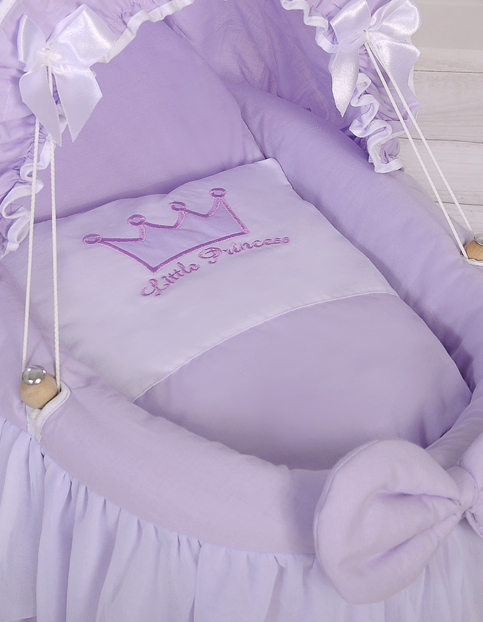 Wózek dla lalek Kosz Mojżesza dla lalek z budką LITTLE PRINCESS fioletowy - obrazek 4