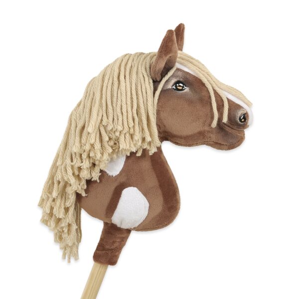 Hobby Horse Średni koń na kiju Premium beżowy western gniady z jasną grzywą A4