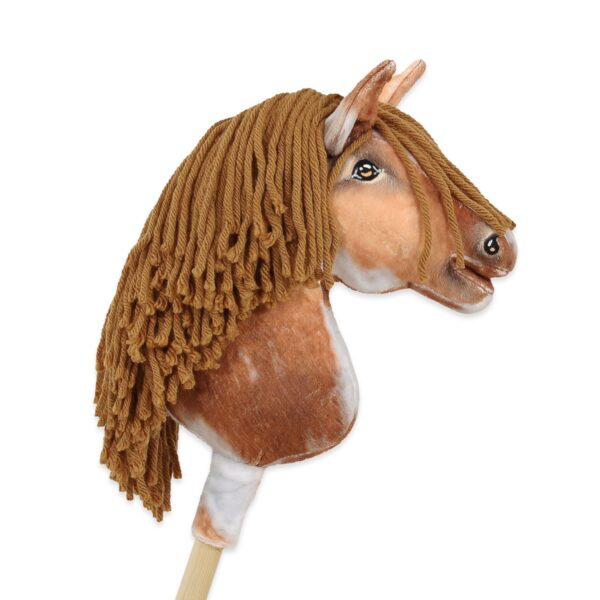 Hobby Horse Średni koń na kiju Premium srokaty tobiano z brązową grzywą A4