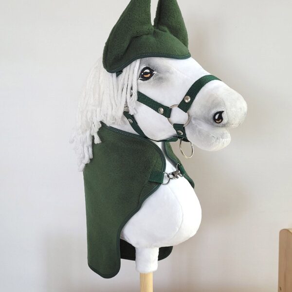 Zestaw dla Hobby Horse A3: polarowa derka + nauszniki – butelkowa zieleń