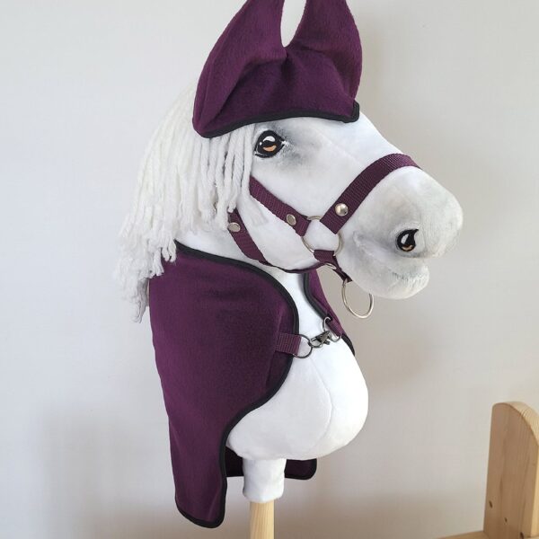 Zestaw dla Hobby Horse A3: polarowa derka + nauszniki – śliwka