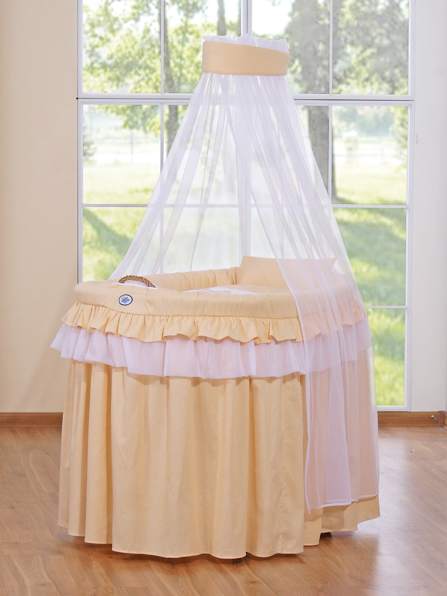 Kosz Mojżesza wiklinowy z baldachimem- Little Princess brzoskwiniowy - obrazek 3