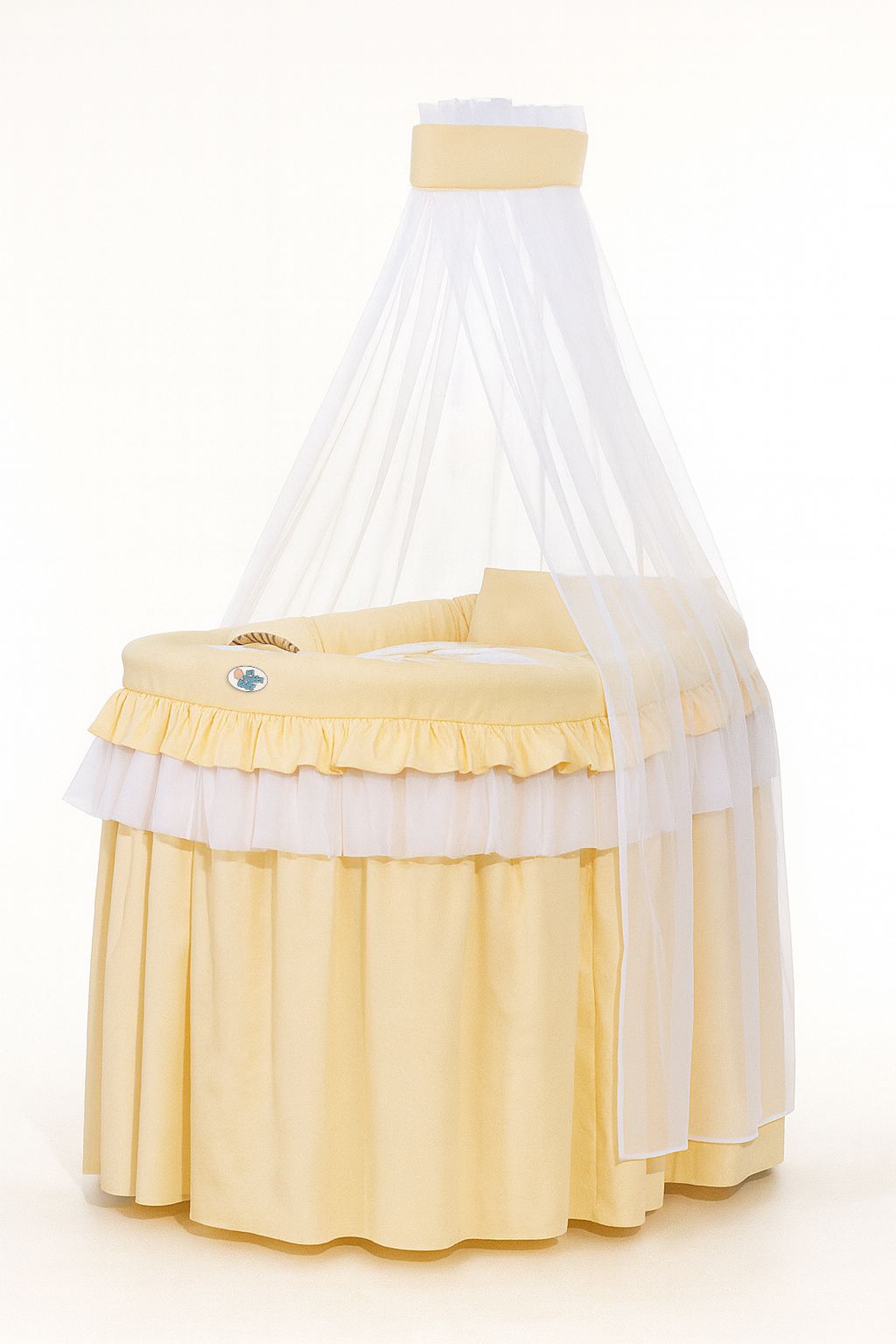 Kosz Mojżesza wiklinowy z baldachimem- Little Princess brzoskwiniowy