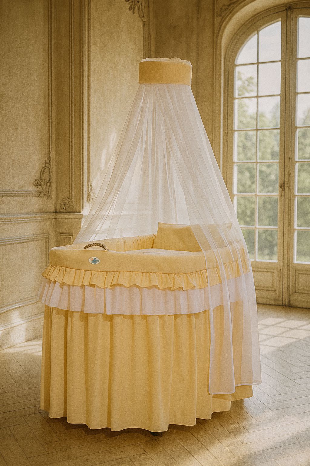 Kosz Mojżesza wiklinowy z baldachimem- Little Princess brzoskwiniowy - obrazek 4