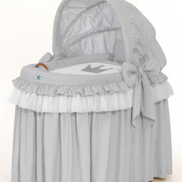 Kosz Mojżesza wiklinowy ze składaną budką - Little Princess szary