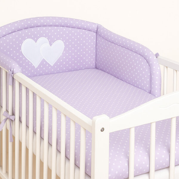 Ochraniacz do łóżeczka na szczebelki uniwersalny - Serduszka kropki na fiolecie