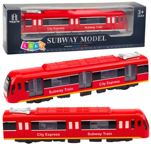 Metro Pociąg City Express Otwierane Drzwi Światła Dźwięki Czerwony